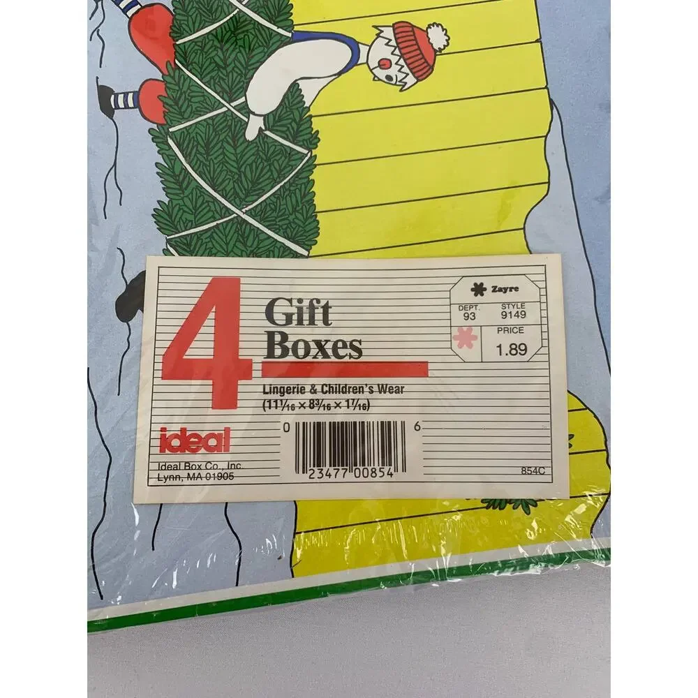 Vintage Ideal Box Co. Gift Boxes Set Of 4 Wrapping Christmas Small New Sealed
